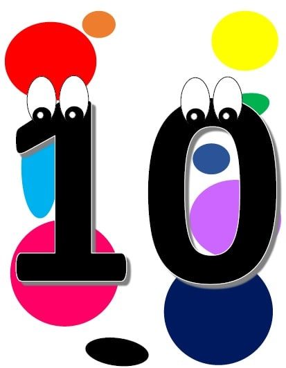 These cute numbers with rainbow background will get your little one interested in learning numbers 1-10. Use this free printable for teaching in your school, homeschool, preschool, or activities at home! Free printable of numbers 1-10 on full page length with character eyes. Black text, rainbow background. Color version. Can be used for counting numbers 1-10, adding, subtracting, tracing, playdough mat, and coloring.