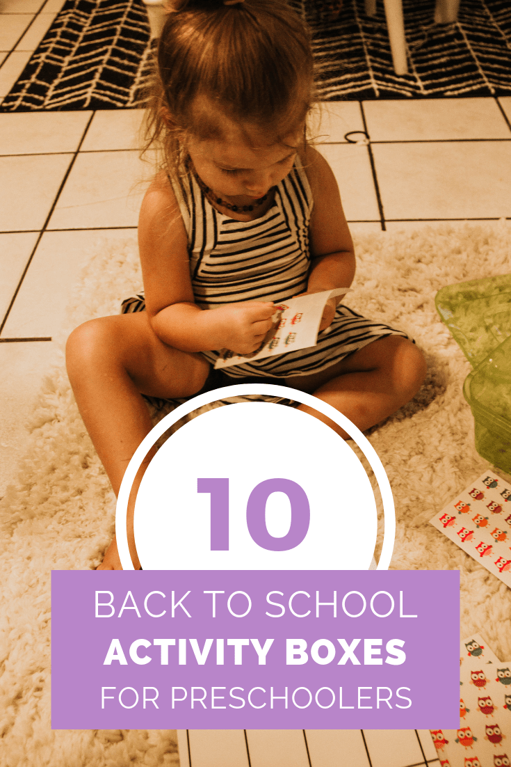It's time to go back to school, and your toddler/preschool doesn't need to feel left out! Here are 10 back to school activity boxes for preschoolers.